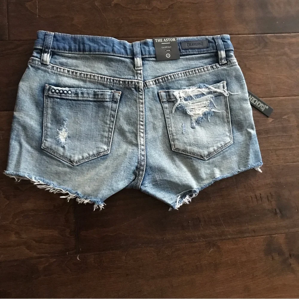 Blank NYC Light Blue Distressed Denim Jean Shorts - Picture 3 of 4
